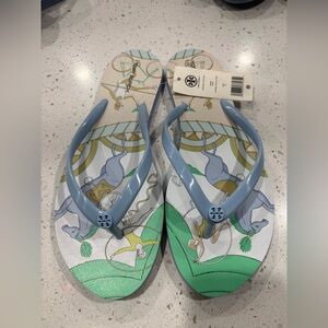 TORY BURCH CHELSEA ACROBAT BLUE FLIP FLOP SANDALS SIZE 7